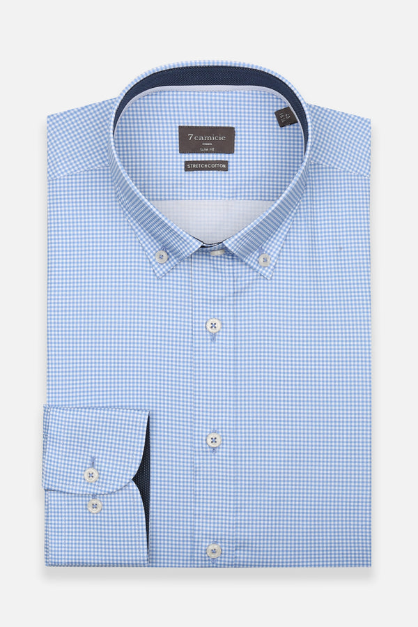 Chemise Homme Leonardo Sport Popelin Stretch Bleu Blanc