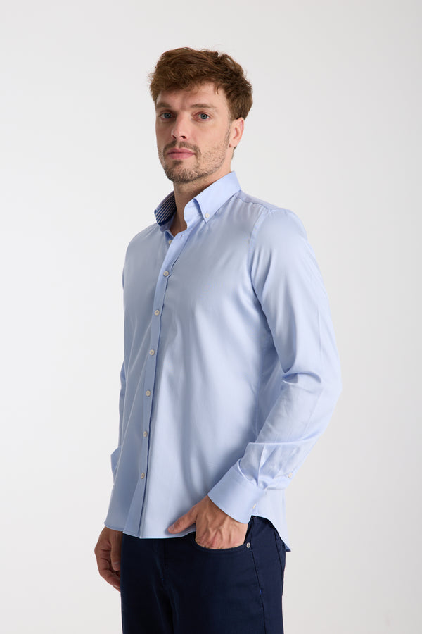 Camicia Uomo Leonardo Sport Satin Celeste