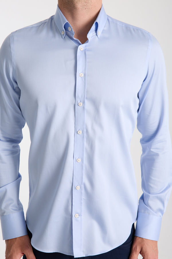 Camicia Uomo Leonardo Sport Satin Celeste