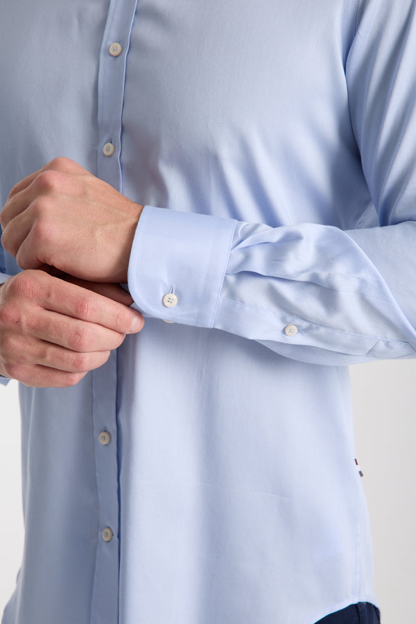Camicia Uomo Leonardo Sport Satin Celeste