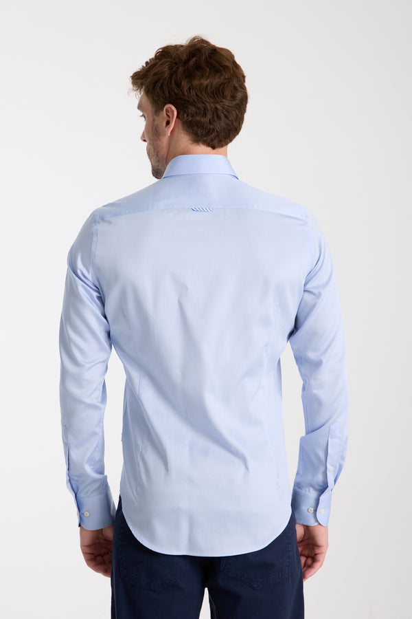Camicia Uomo Leonardo Sport Satin Celeste