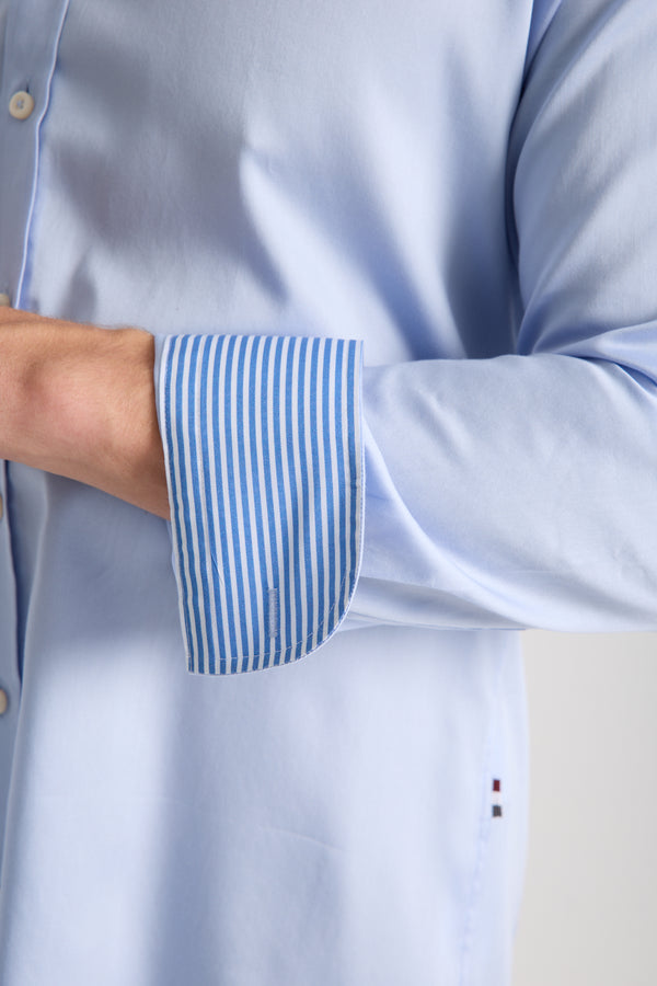 Camicia Uomo Leonardo Sport Satin Celeste