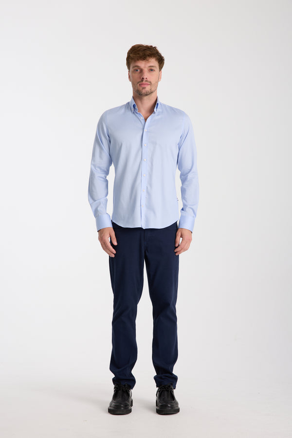 Camicia Uomo Leonardo Sport Satin Celeste