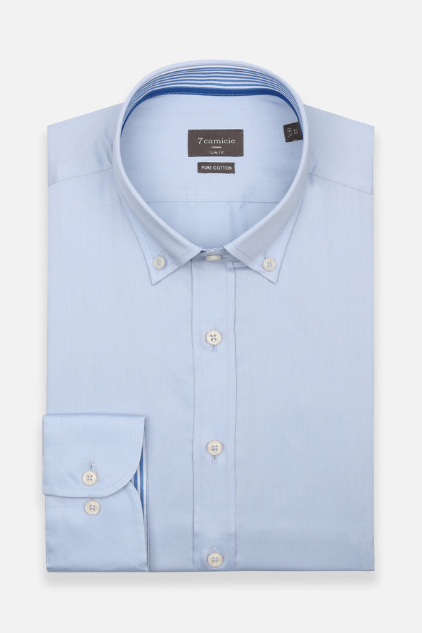 Camicia Uomo Leonardo Sport Satin Celeste