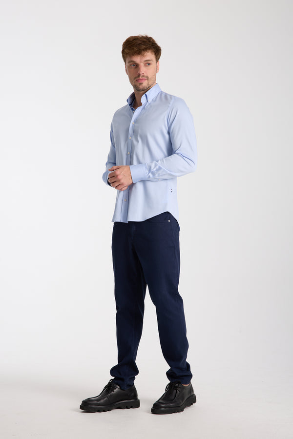 Camicia Uomo Leonardo Sport Satin Celeste