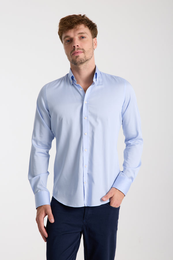 Camicia Uomo Leonardo Sport Satin Celeste