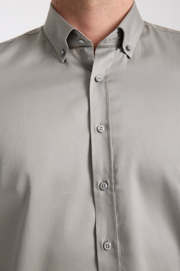 Camisa Hombre Leonardo Sport Satin Gris Claro