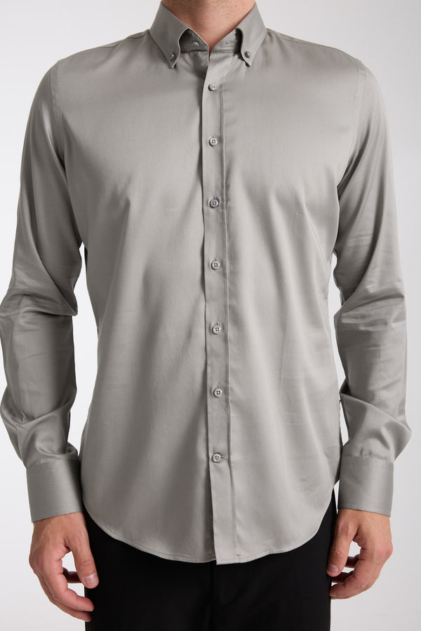 Camisa Hombre Leonardo Sport Satin Gris Claro