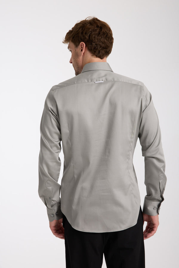 Camisa Hombre Leonardo Sport Satin Gris Claro