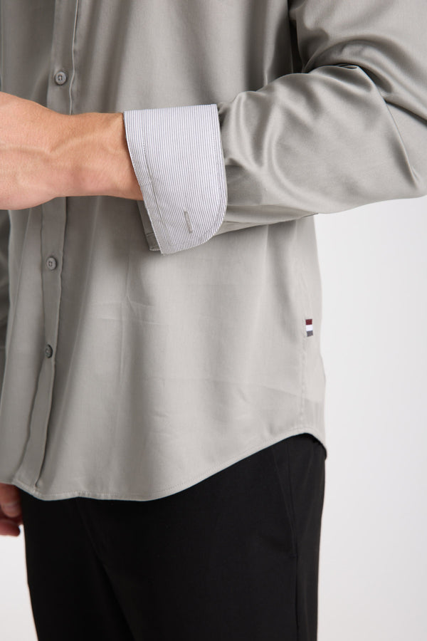 Camisa Hombre Leonardo Sport Satin Gris Claro