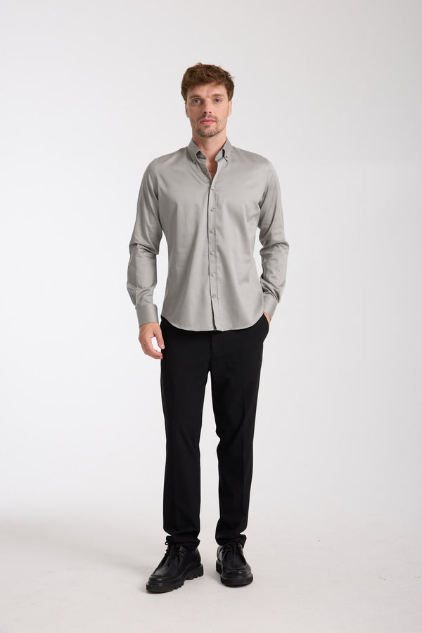 Camisa Hombre Leonardo Sport Satin Gris Claro