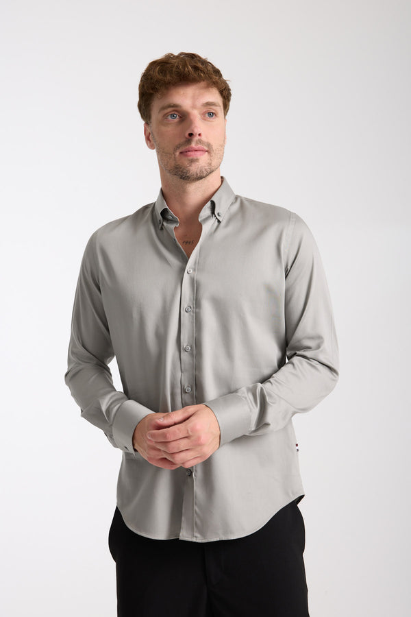 Camisa Hombre Leonardo Sport Satin Gris Claro