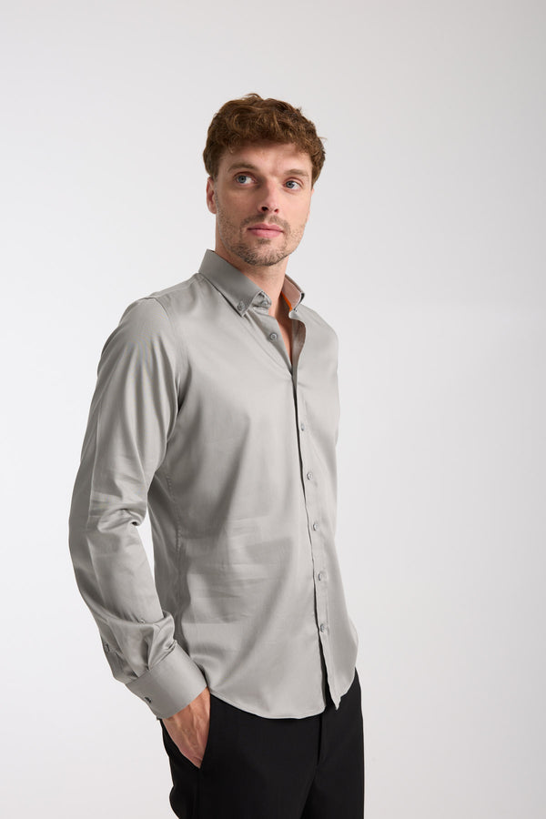 Camisa Hombre Leonardo Sport Satin Gris Claro