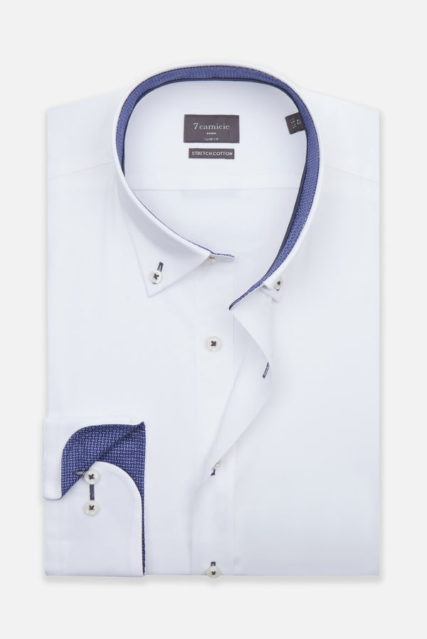 Camicia Uomo Leonardo Sport Popelin Stretch Bianco
