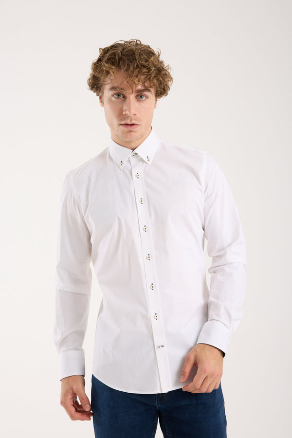 Leonardo Sport Poplin Stretch Man Shirt White