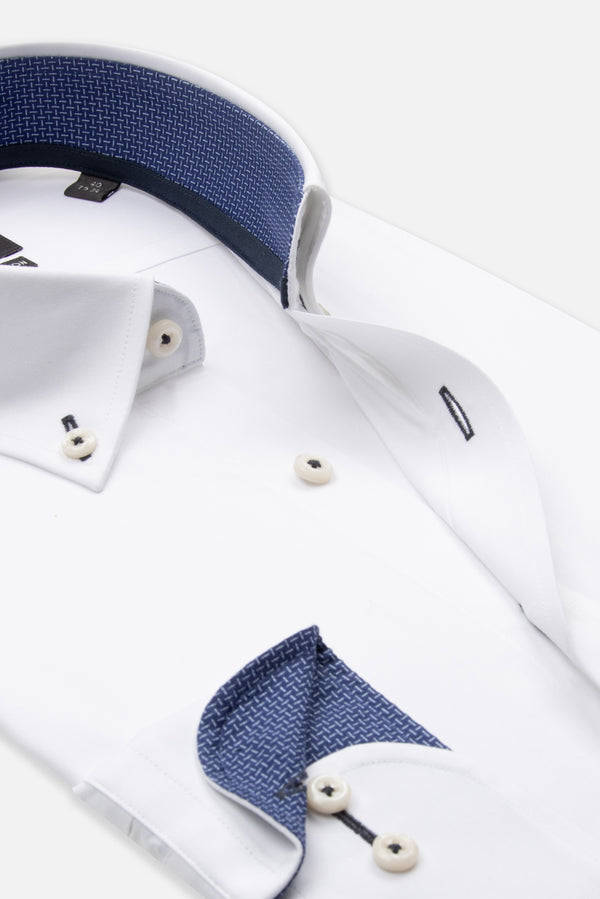 Camicia Uomo Leonardo Sport Popelin Stretch Bianco