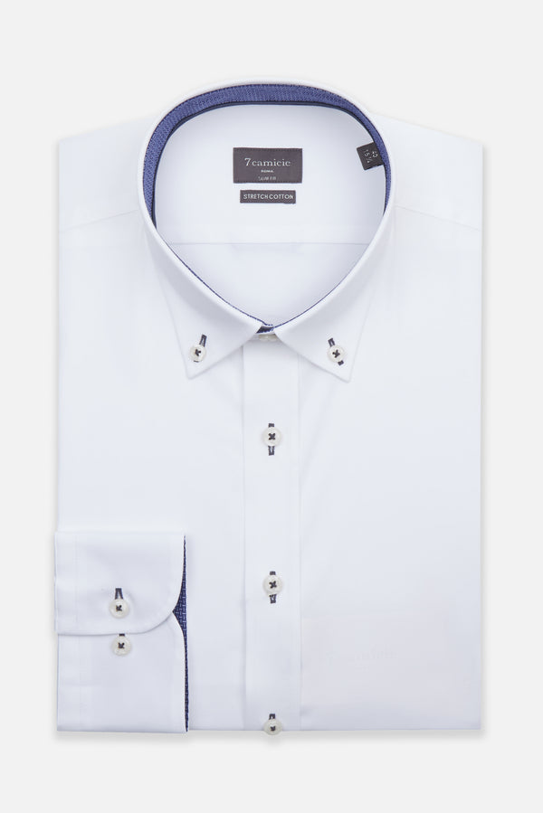 Camicia Uomo Leonardo Sport Popelin Stretch Bianco