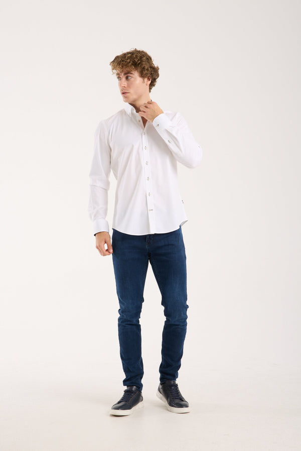 Leonardo Sport Poplin Stretch Man Shirt White