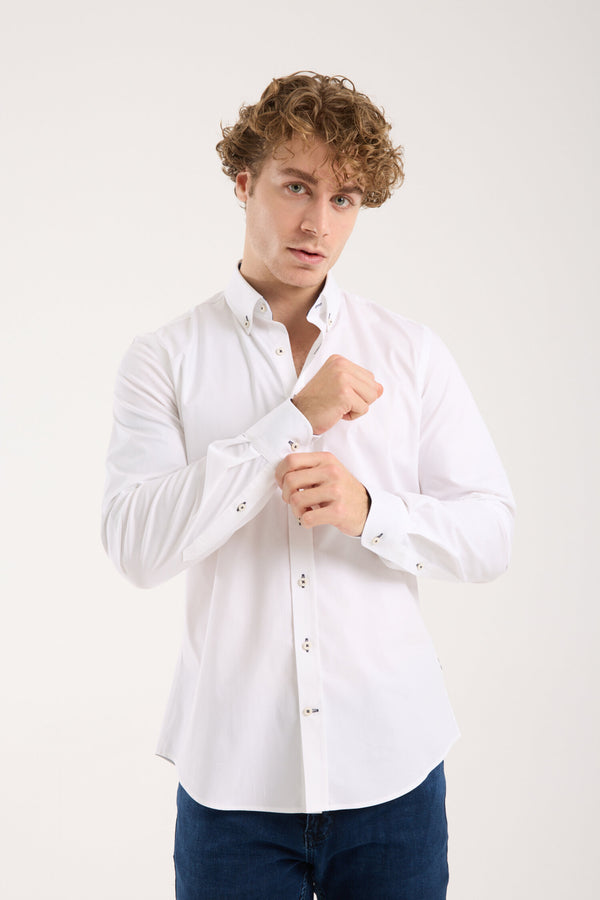 Leonardo Sport Poplin Stretch Man Shirt White