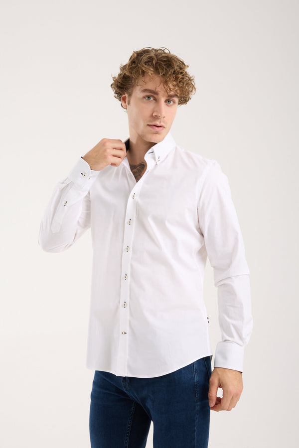 Leonardo Sport Poplin Stretch Man Shirt White