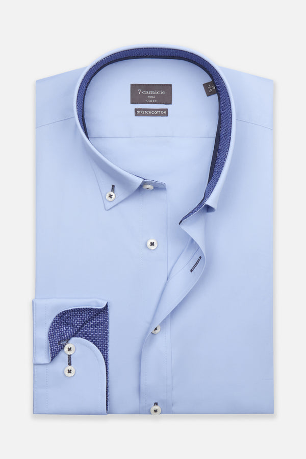 Camicia Uomo Leonardo Sport Popelin Stretch Celeste