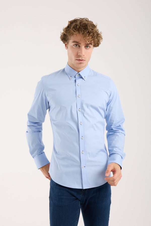 Leonardo Sport Poplin Stretch Man Shirt Light Blue