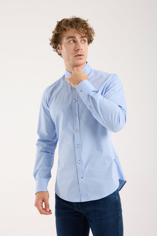 Leonardo Sport Poplin Stretch Man Shirt Light Blue