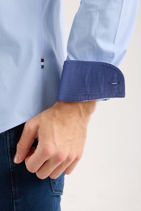 Leonardo Sport Poplin Stretch Man Shirt Light Blue