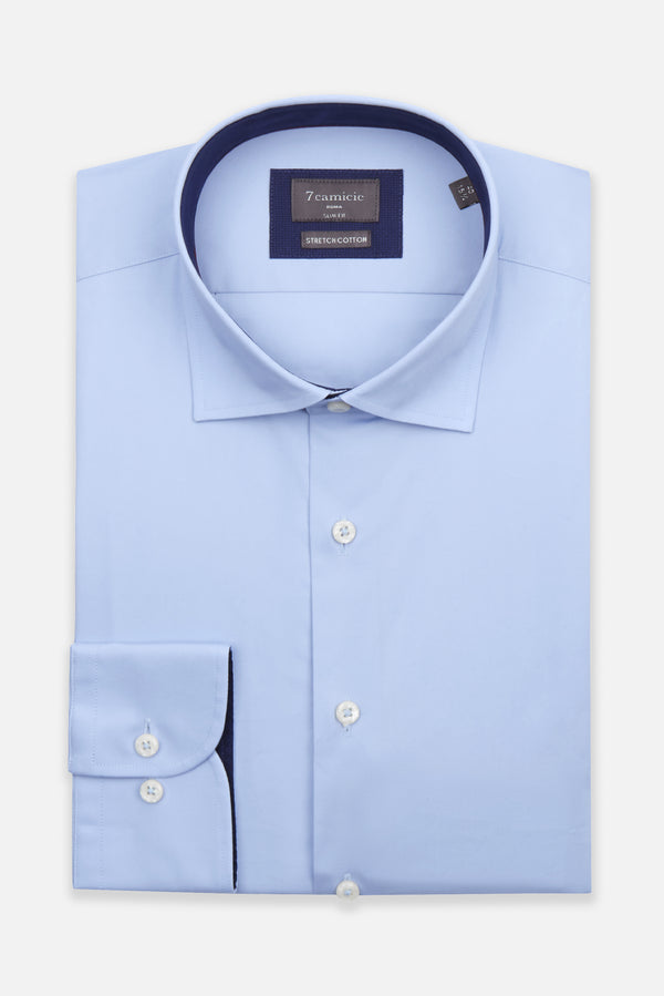 Camicia Uomo Leonardo Sport Popelin Stretch Celeste