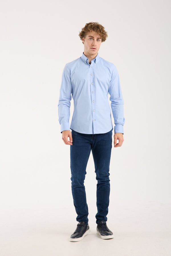 Leonardo Sport Poplin Stretch Man Shirt Light Blue