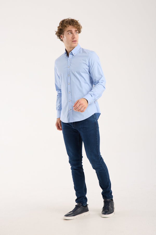 Leonardo Sport Poplin Stretch Man Shirt Light Blue