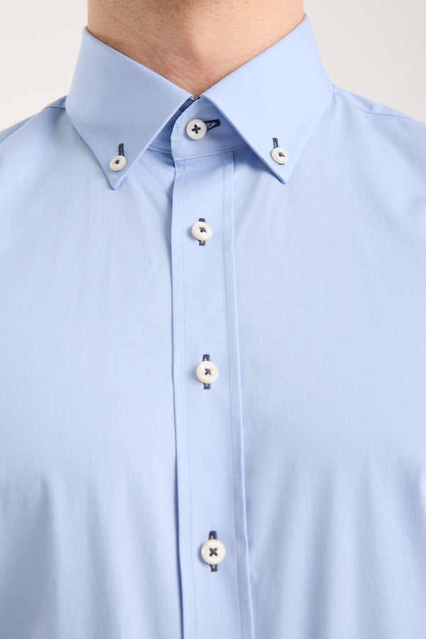 Leonardo Sport Poplin Stretch Man Shirt Light Blue