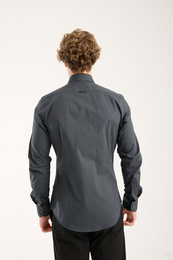 Leonardo Sport Herren Hemd Poplin Stretch Grau