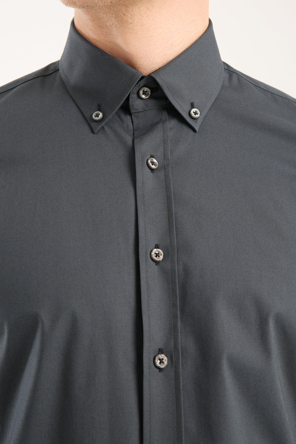 Leonardo Sport Herren Hemd Poplin Stretch Grau