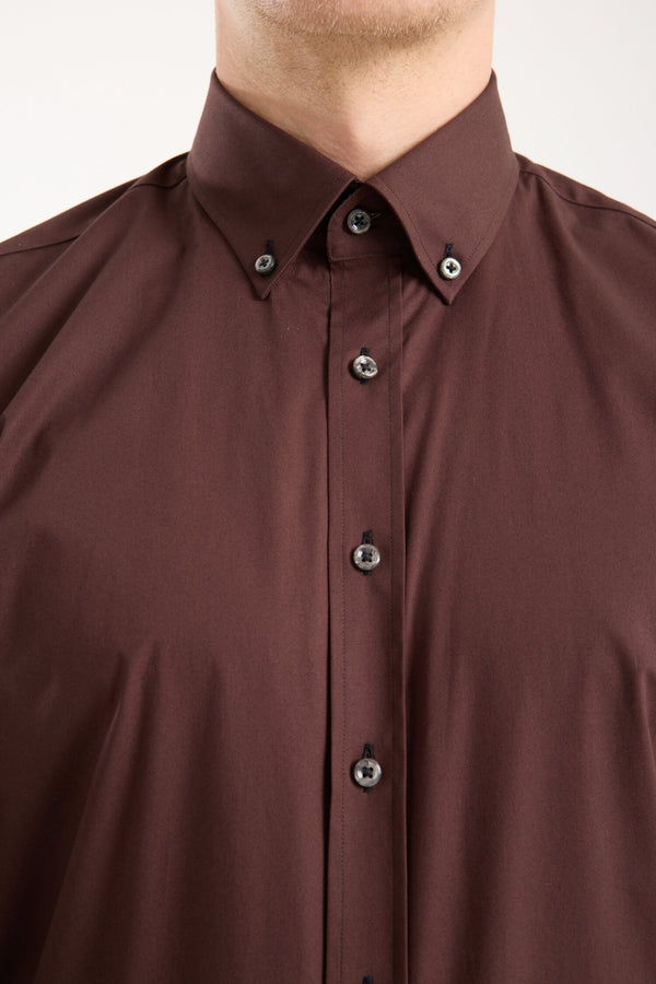 Leonardo Sport Poplin Stretch Man Shirt Brown