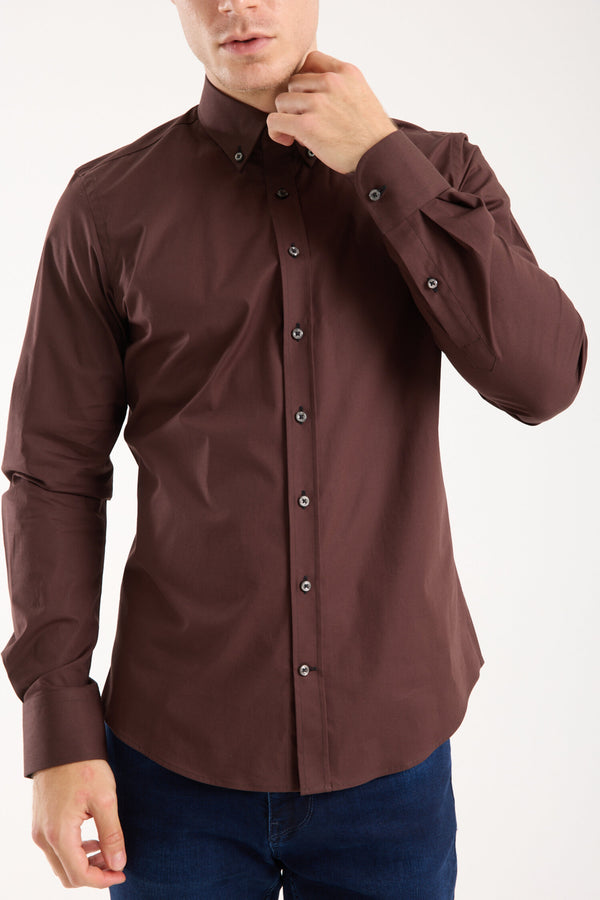 Leonardo Sport Poplin Stretch Man Shirt Brown