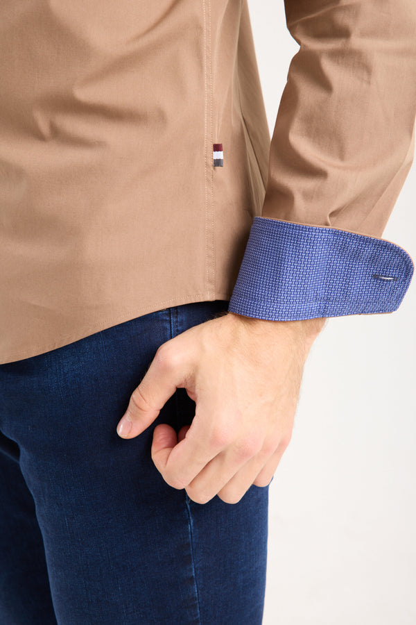 Leonardo Sport Poplin Stretch Man Shirt Brown