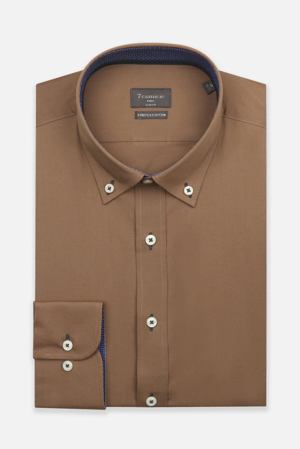 Leonardo Sport Poplin Stretch Man Shirt Brown