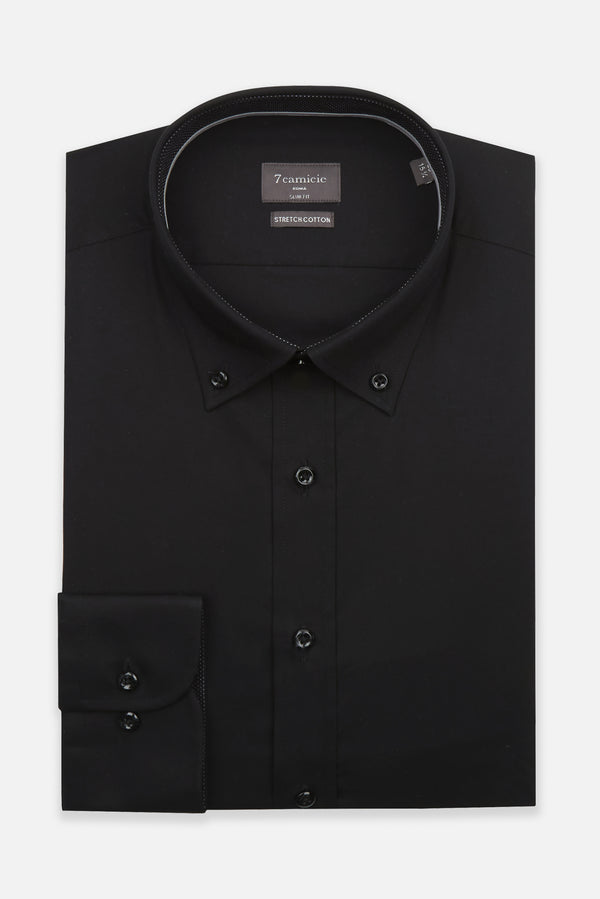 Camicia Uomo Leonardo Sport Popelin Stretch Nero