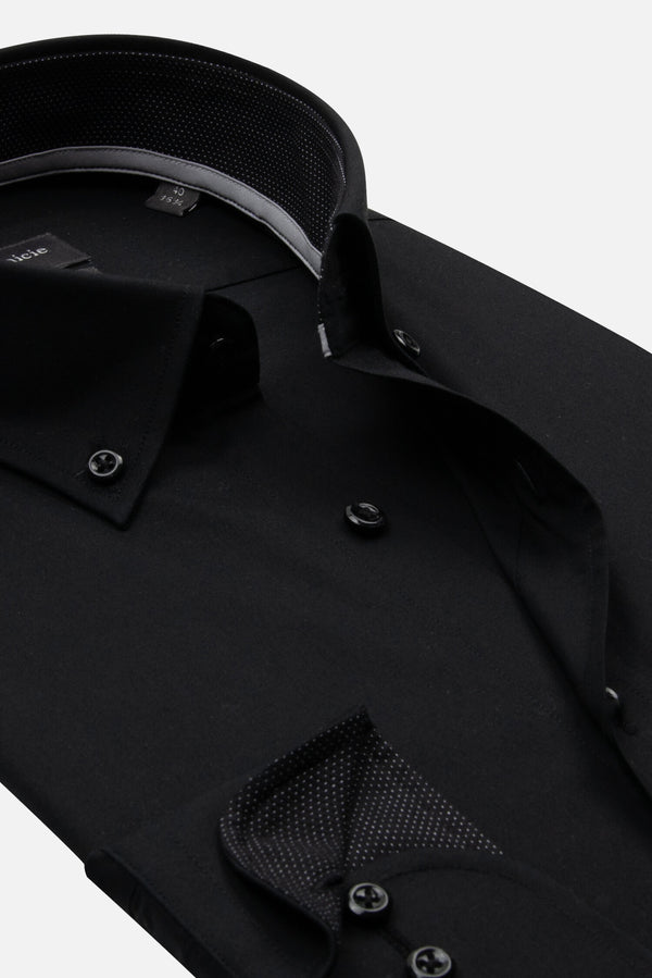 Camicia Uomo Leonardo Sport Popelin Stretch Nero