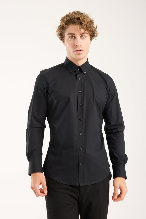 Camicia Uomo Leonardo Sport Popelin Stretch Nero