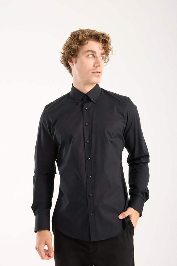 Camicia Uomo Leonardo Sport Popelin Stretch Nero