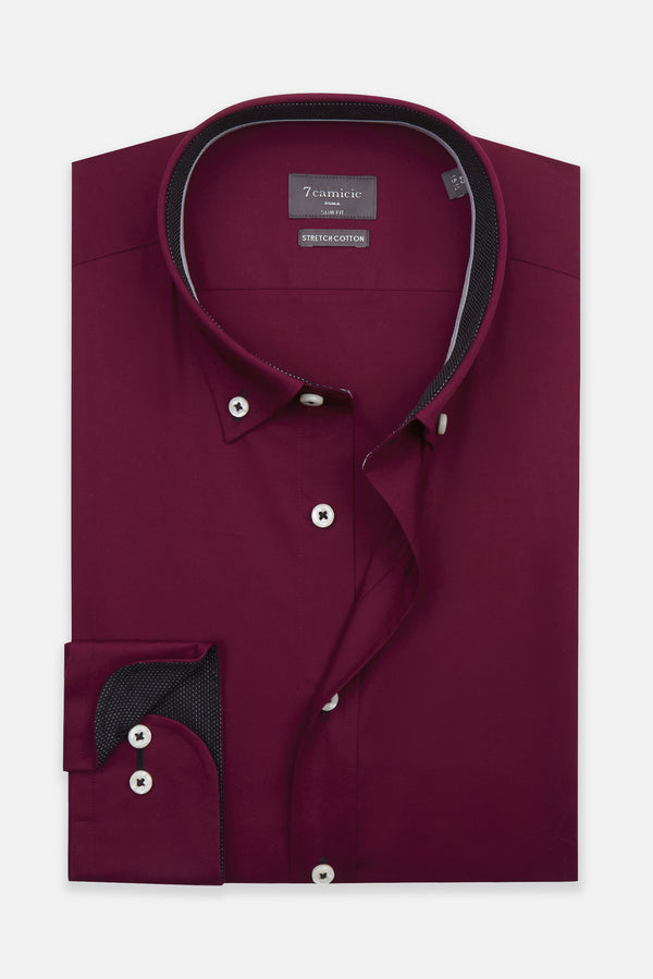 Camicia Uomo Leonardo Sport Popelin Stretch Rosso