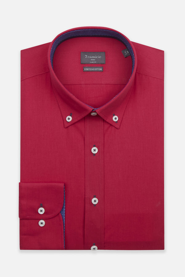 Camicia Uomo Leonardo Sport Popelin Stretch Rosso
