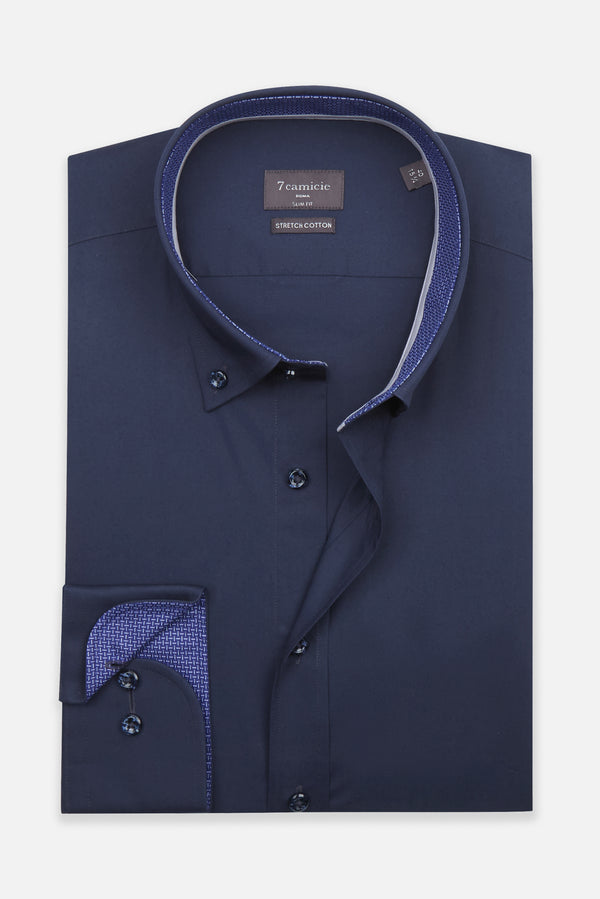 Camicia Uomo Leonardo Sport Popelin Stretch Blu