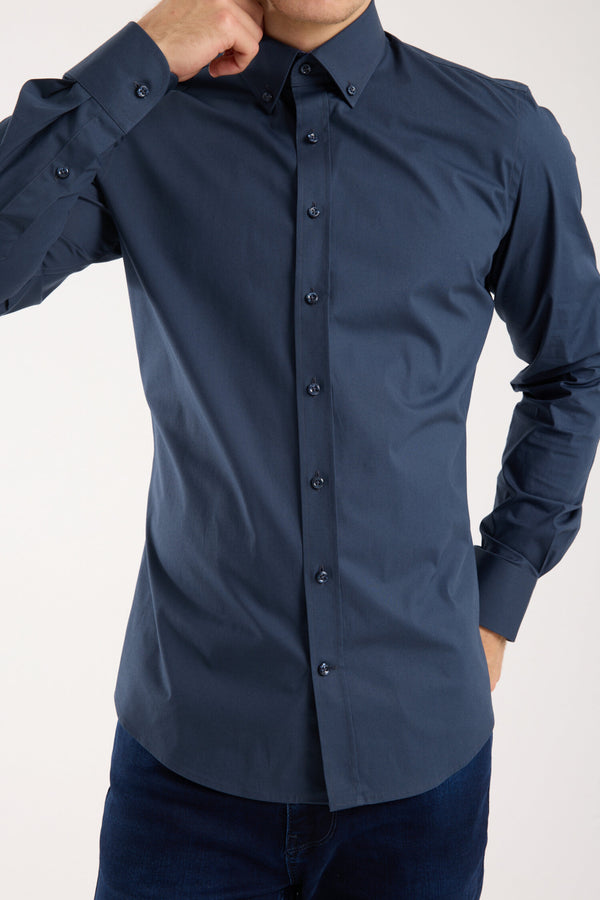 Leonardo Sport Poplin Stretch Man Shirt Blue