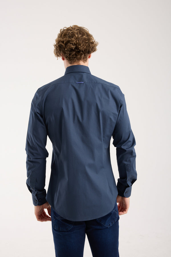 Leonardo Sport Poplin Stretch Man Shirt Blue