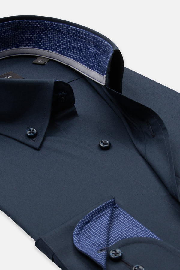 Camicia Uomo Leonardo Sport Popelin Stretch Blu