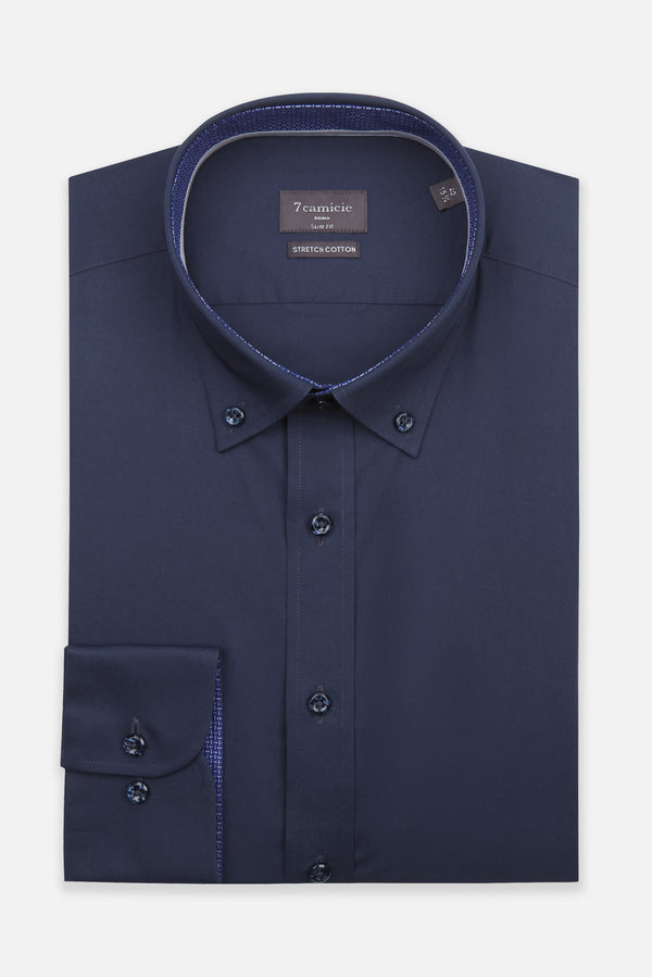 Camicia Uomo Leonardo Sport Popelin Stretch Blu
