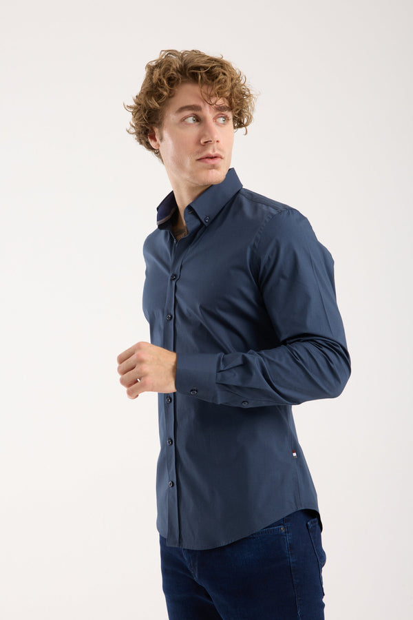 Leonardo Sport Poplin Stretch Man Shirt Blue